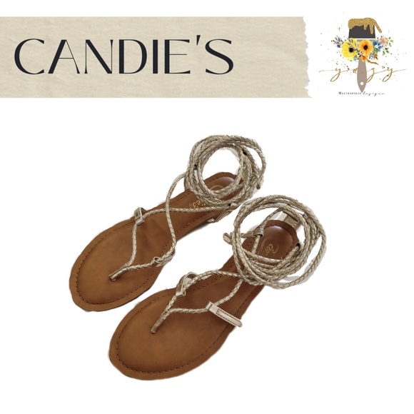 CANDIE'S Gold/Silver Gladiator Sandals - Picture 1 of 8